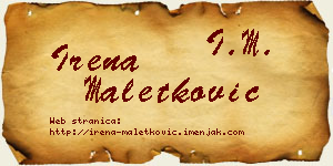 Irena Maletković vizit kartica